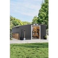 Large Outdoor Metal Storage Shed with Log Store Room