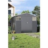 Lockable Charcoal Steel Storage Tool Shed with Front Windows