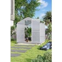 8x6 ft Outdoor Aluminium Greenhouse with Base & Window Opening
