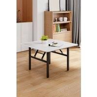 Square 80cm Folding Coffee Table with Marble Effect Top