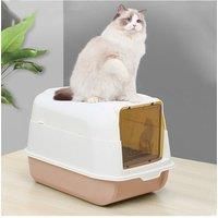 Fully Enclosed Deodorizing Cat Toilet Semi Enclosed Orange Cat Garbage Bin