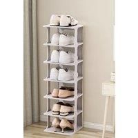 6-Tier 6-Pair Off-White Plastic Shoe Rack