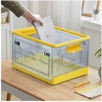 Transparent Folding Storage Box with Wheels Organizer
