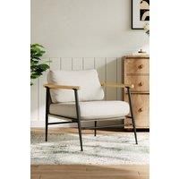 Linen Armchair with Metal Frame and Thick Cushion