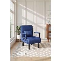 Foldable Blue Lounge and Sofa Bed with 2 Wheels