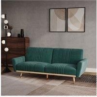 Modern Velvet 3 Seater Sofa Bed Recliner Couch with Wood Legs