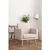 Beige Linen Upholstered Padded Armchair