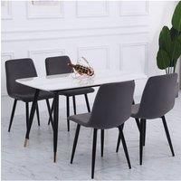 4Pcs Matte Velvet Accent Dining Chair with Metal Legs