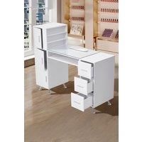 Manicure Table with Tempered Glass Top and Wrist Cushion