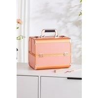 Gold Cosmetic Box 4 Trays with Compartments Professional Makeup Box Storage Organizer Case