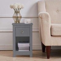 Living and Home Nightstand Wooden Bedside Table Sofa End Side Table Storage Drawer Cabinet, Grey