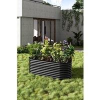 Outdoor Galvanized Steel Planter Oval-Shaped Raised Garden Bed