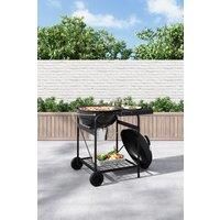 Round Outdoor Charcoal Grill with Side Table