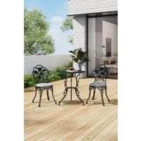 3pcs Cast Aluminum Rose Hollowed Out Patio Bistro Dining Set
