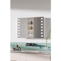 Wall Mounted Fog-Free LED Horizontal Bathroom Mirror with Clock