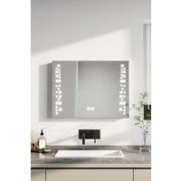 Anti-Fog Wall Mounted LED Horizontal Bathroom Mirror with Clock