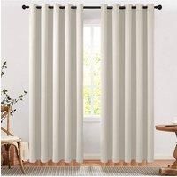 2 Panels Beige Blackout Curtains Polyester Drop Eyelet Curtains for Bedroom and Living Room, 168cm W x 229cm H