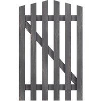 76x120cm Outdoor Arched Wooden Garden Gate Fence Door, Grey