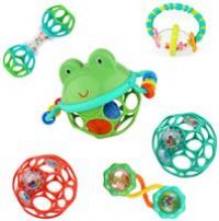 Bright Starts Little Shakers 6pc Gift Set - BPA-Free Easy-Grasp Baby Rattles and Teethers, Unisex, Newborn+