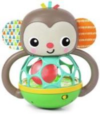 Bright Starts Grab & Giggle Monkey Light-Up Musical Rattle Toy with Easy-Grasp Oball, Ages 6 Months+, Unisex