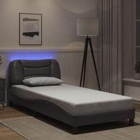 Bed Frame with LED without Mattress Grey 90x190 cm Single