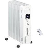 Oil Filled Electric Radiator W Timer Remote Control - 2 Colours - Black