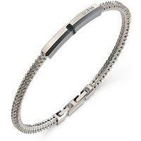 Guess Eclipse Plate Bracelet Steel Crystal Black Round - Silver