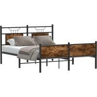 Bed Frame without Mattress Smoked Oak 137x190 cm Engineered Wood