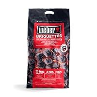 Weber Grill Briquettes (8kg bag), for long and consistent heat, ideal for longer grilling of grill food, 100% natural wood, EU product, sustainably sourced, FSC certified (17591)