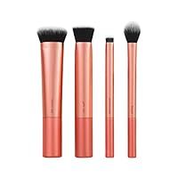 Real Techniques Face Base Makeup Brush Kit, For Concealer, Foundation, & Contour, Works With Liquid, Cream & Powder Products, Staples For Blending & Buffing, 4 Piece Set
