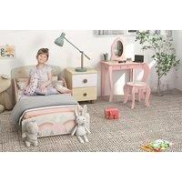 Kids' Bed And Dressing Table Set - Green Or Pink