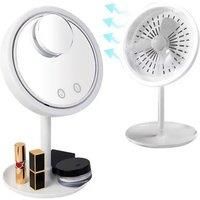 3-In-1 Led Makeup Mirror With Built-In Fan