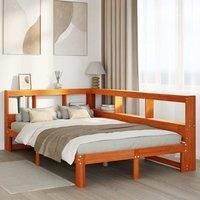 Bookcase Bed without Mattress Wax Brown 120x190 cm Solid Wood Pine