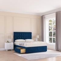 Sloomy Alabama Divan Bed Base No Drawers & 54" Floor Standing Headboard in Navy | Size: Super King