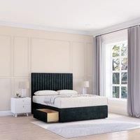 Sloomy Manhattan Divan Bed Base 4 Drawers & 54" Floor Standing Headboard in Black | Size: Super King