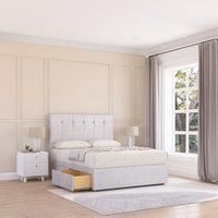 Sloomy Highbury Divan Bed Base 4 Drawers & 54" Floor Standing Headboard in Silver | Size: Super King