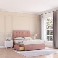 Sloomy Highbury Divan Bed Base 4 Drawers & 54" Floor Standing Headboard in Pink | Size: Super King