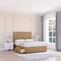 Sloomy Mayfair Divan Bed Base 2 Drawers & 26" Struts Headboard in Light Brown | Size: Super King