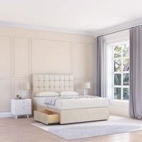 Sloomy Alabama Divan Bed Base 2 Drawers & 26" Struts Headboard in Cream | Size: Super King