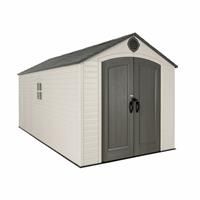 Lifetime 8 ft. W x 15 ft. D Polyethylene Plastic Tongue & Groove Gable Storage Shed Tan 242.7cm W X 458cm D X 242.2cm H
