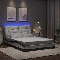 Bed Frame with LED without Mattress White and Black 120x200 cm