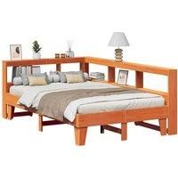 Bookcase Bed without Mattress Wax Brown 120x200cm Solid Wood Pine