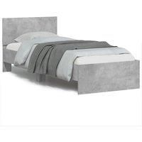 Bed Frame without Mattress with LED Lights Concrete Grey 90x190 cm Single