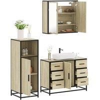 3 Piece Bathroom Furniture Set Sonoma Oak Engineered Wood