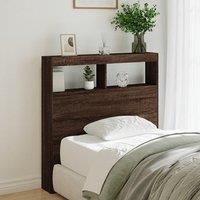 Headboard Cabinet with LED Brown Oak 100x17x102 cm