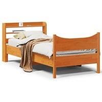 Bed Frame with Headboard Wax Brown 75x190 cm Small Single Solid Wood Pine