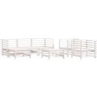 7 Piece Garden Lounge Set White Solid Wood Pine