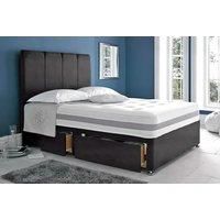 Grey Divan Bed with Storage & Headboard