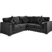 Malibu Plush Velvet 2c2 Corner Sofa with Diamond-Buttoned Cushions - 6 Colours, Spacious Fullback Design