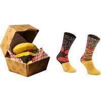 Unisex Black 3 Pairs Cotton Novelty Burger Crew Socks Gift Set - Fun Multi-Pack For Men & Women